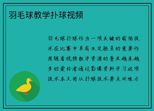 羽毛球教学扑球视频